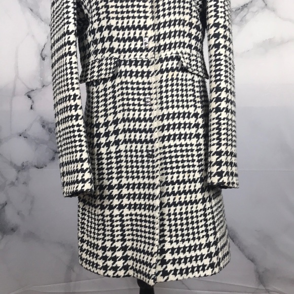 TOMMY HILFIGER black & white houndstooth coat - Picture 3 of 7